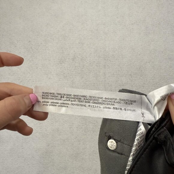 Zara Pants Womens Medium Black High Rise Faux Leather Slim Fit 5 Pocket Stretch - Picture 15 of 16